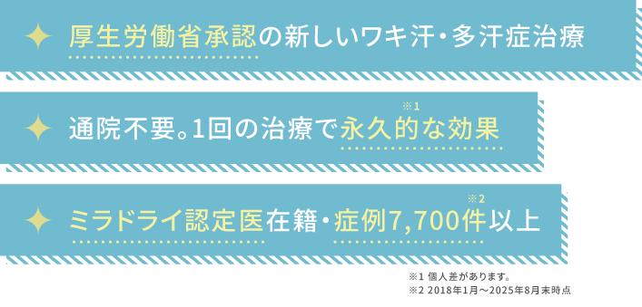 ただおかメディカルクリニック（美容皮膚科）の厚生労働省承認、ワキガ多汗症治療機器「ミラドライ」の3つのメリット